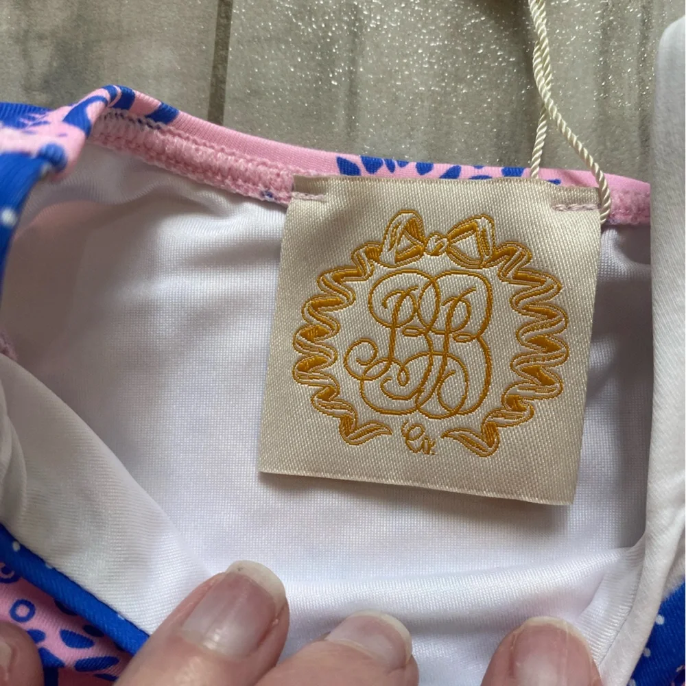 The Beaufort Bonnet Company Pink Blue White Nautical One-Piece Swimsuit for Kids